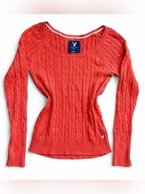 Orange Cable Knit AE Sweater